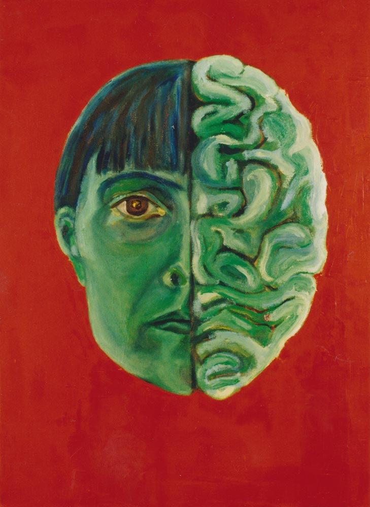 zelfportret 1 van tweeluik, olieverf op linnen, 90 x 60 cm, 1993